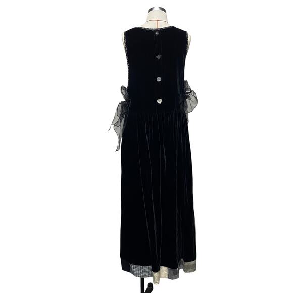 Vintage Alexa Rae Womens Velvet Tulle Belt Patchwork Hem Sleeveless Dress - Picture 5 of 10